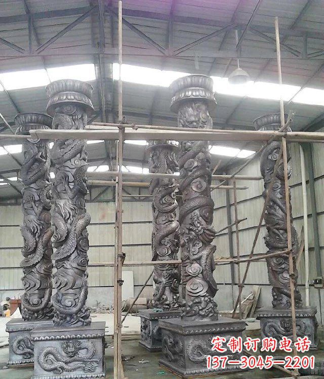 天津广场仿铜龙柱玻璃钢柱子雕塑