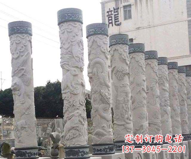 天津中领雕塑大理石古典龙柱石雕