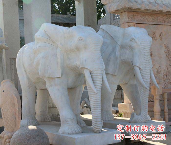 天津广场景观大理石大象石雕 (3)