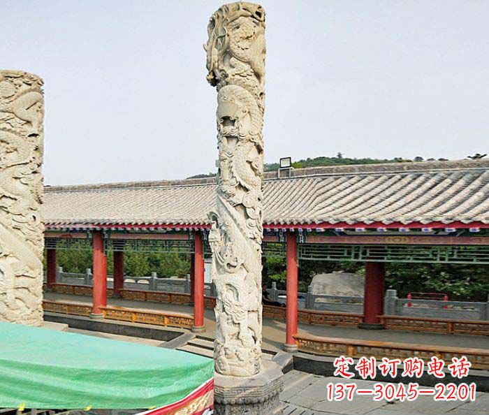 天津广场景观大理石龙柱石雕 (2)