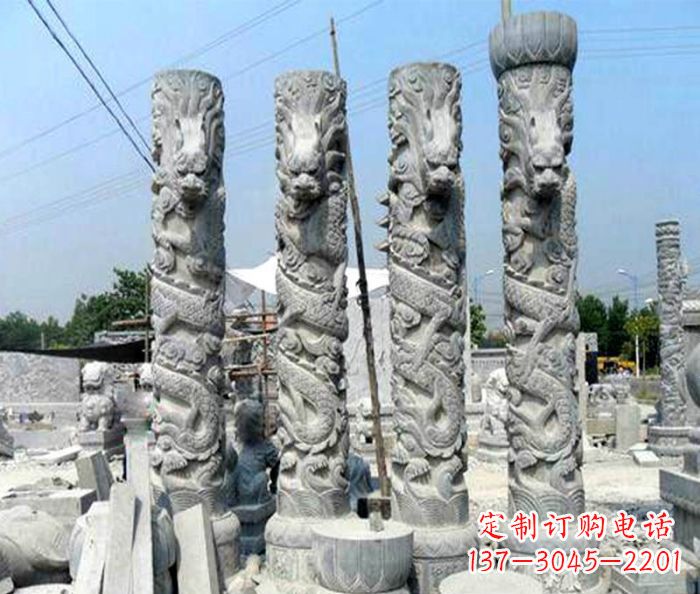 天津广场景观大理石龙柱石雕 (4)