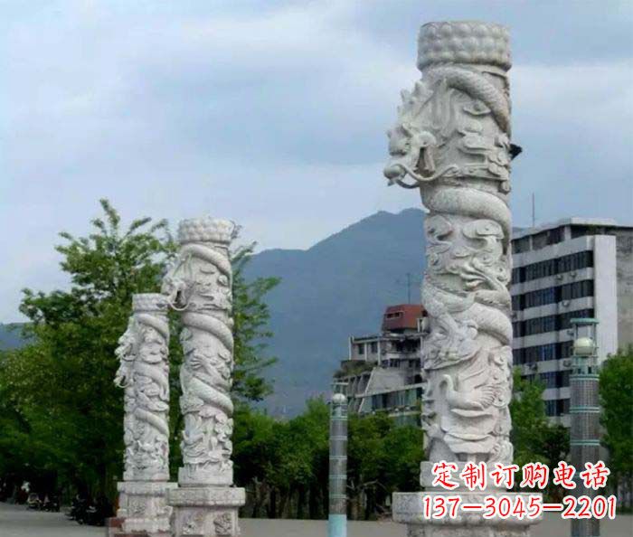 天津广场景观大理石龙柱石雕 (3)