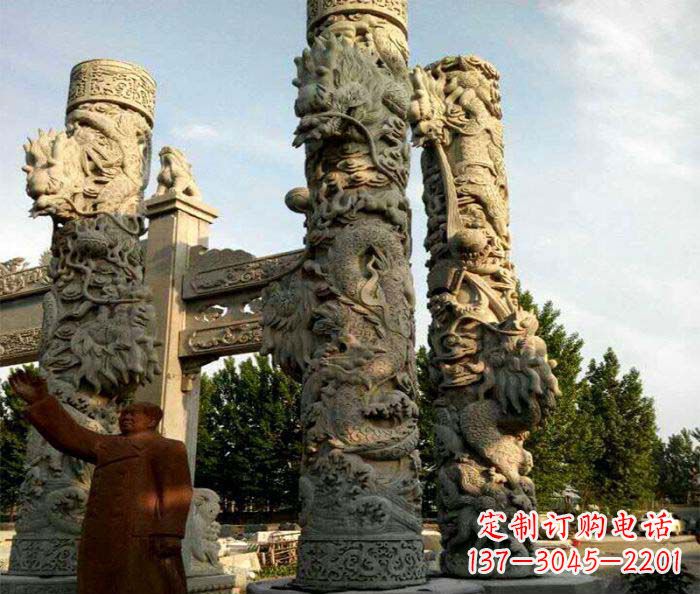 天津广场景观大理石龙柱石雕