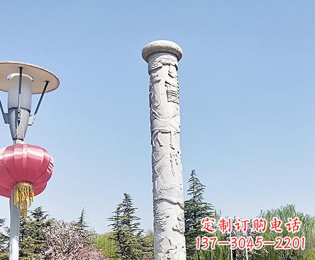 天津广场景观大理石龙柱石雕 (6)