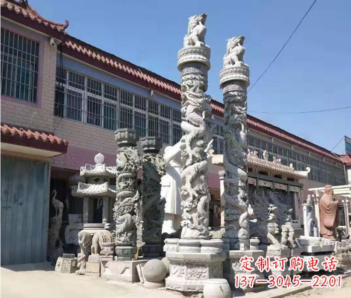 天津广场景观大理石龙柱石雕_1