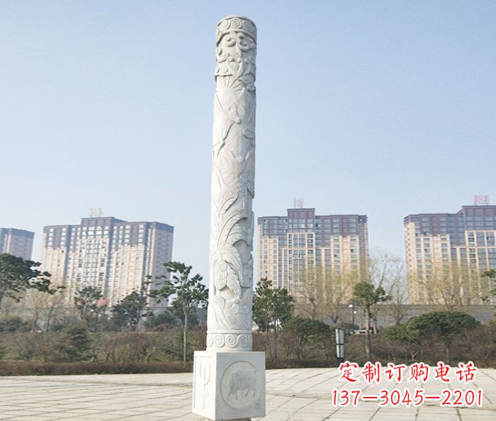 天津广场景观大理石龙柱石雕_2 (2)