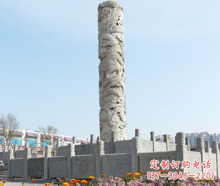 天津广场景观大理石龙柱石雕_1 (2)