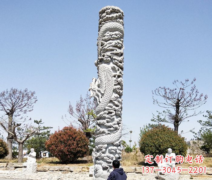 天津广场景观大理石盘龙柱石雕