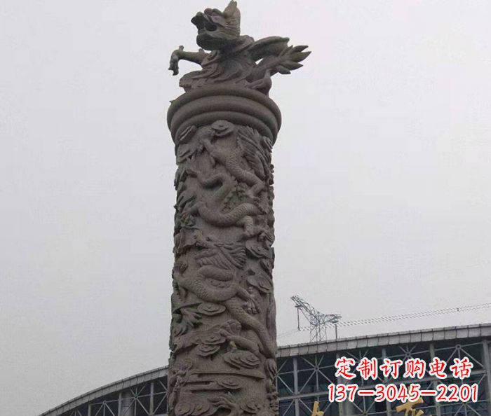 天津中领雕塑|仿古盘龙柱石雕