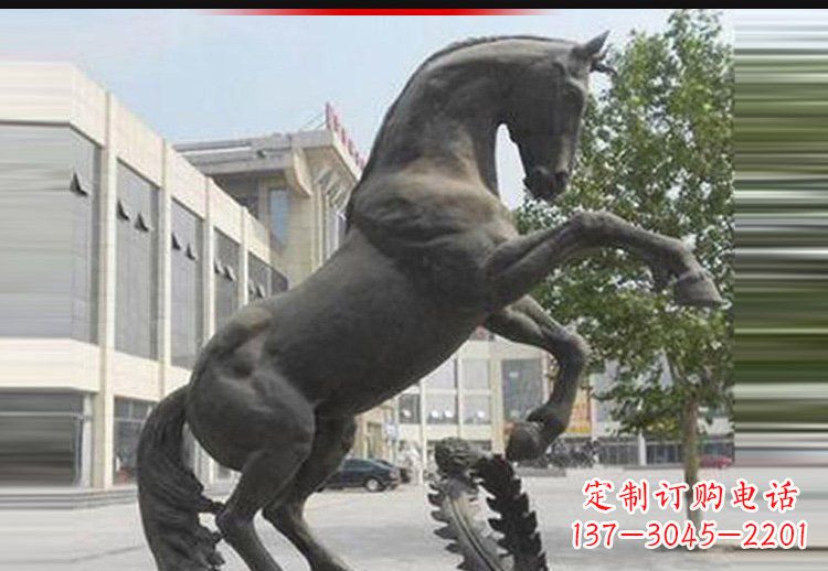 天津中领雕塑出品:可爱动物铜雕跳跃马