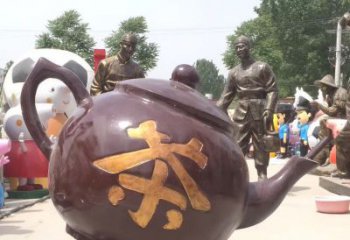 天津高质量广场茶壶铜雕塑
