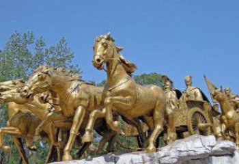 天津中领雕塑：精美古典马车铜雕