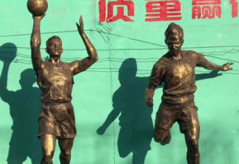 天津广场铜雕打篮球小品人物雕塑