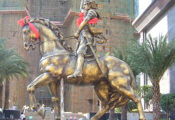 天津华丽的骑士雕塑，引人注目的西方骑马战士纪念铜雕