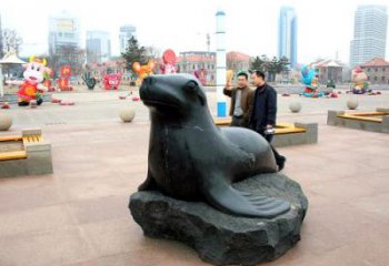 天津海豹石雕塑，精美纯手工制作