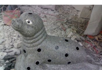 天津华丽雕塑，海洋动物小海豹石雕