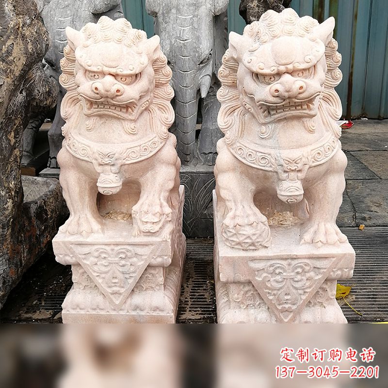 天津汉白玉狮子雕塑,独特雕刻,展现狮子雄势