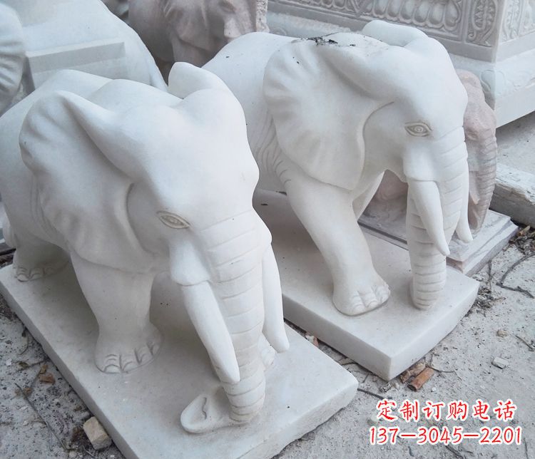 天津艺术精品-汉白玉动物大象雕塑