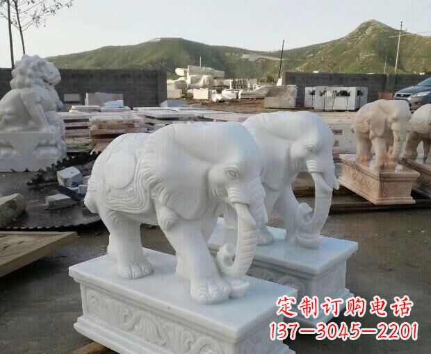 天津高雅大气的汉白玉吉祥大象门口雕塑