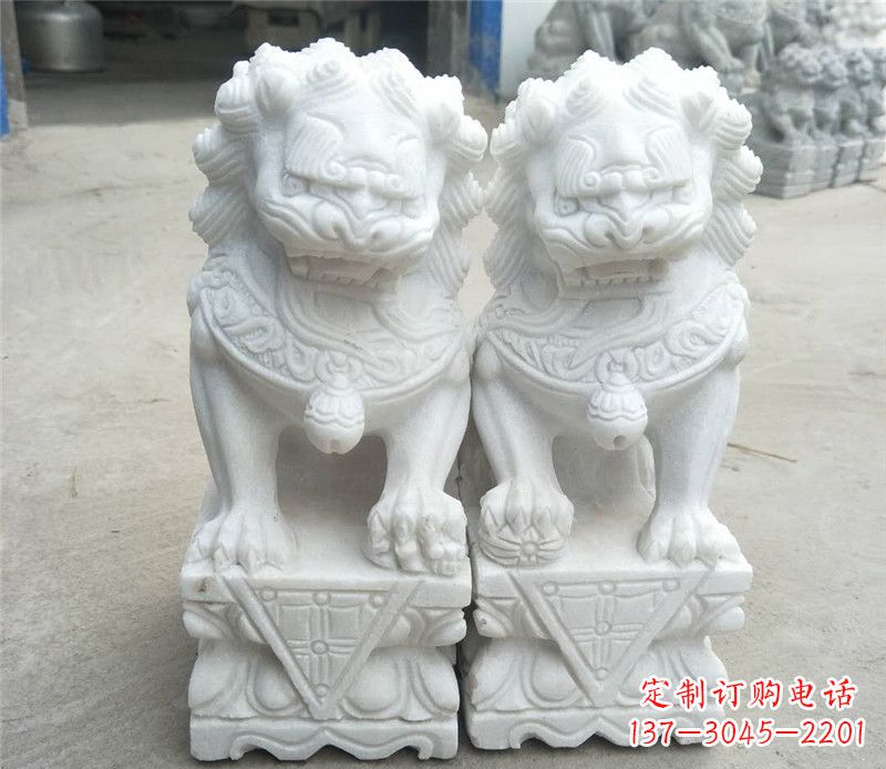 天津汉白玉酒店吉祥狮子门墩