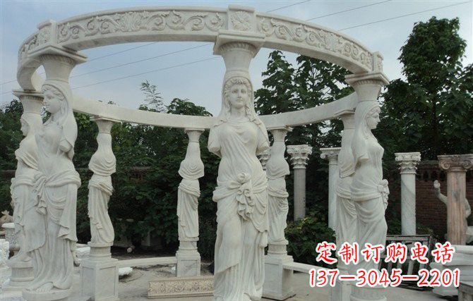 天津汉白玉欧式凉亭雕塑,尽享悠然凉意