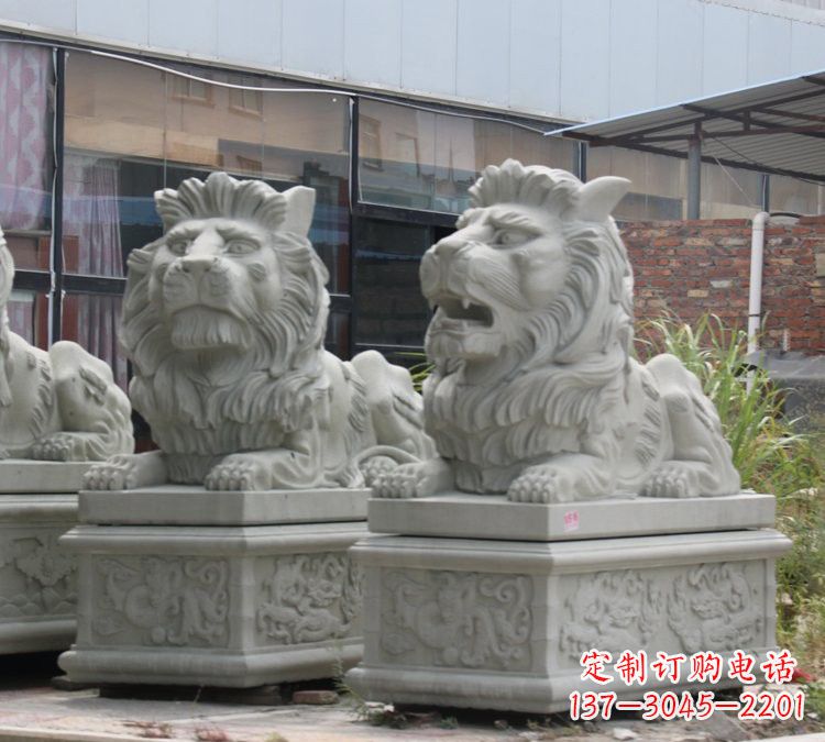 天津汉白玉狮子雕塑,欧式风格精美雕塑