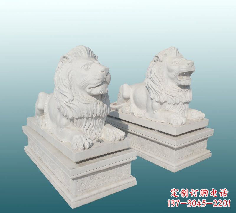 天津汉白玉狮子雕塑,来自中领雕塑精美设计