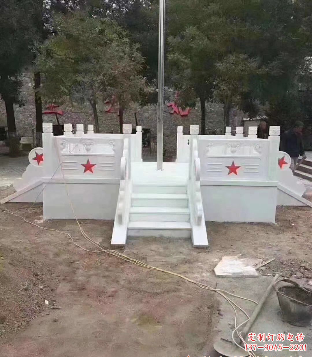 天津高贵典雅的汉白玉升旗台石雕