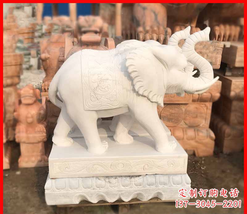 天津汉白玉招财大象雕塑