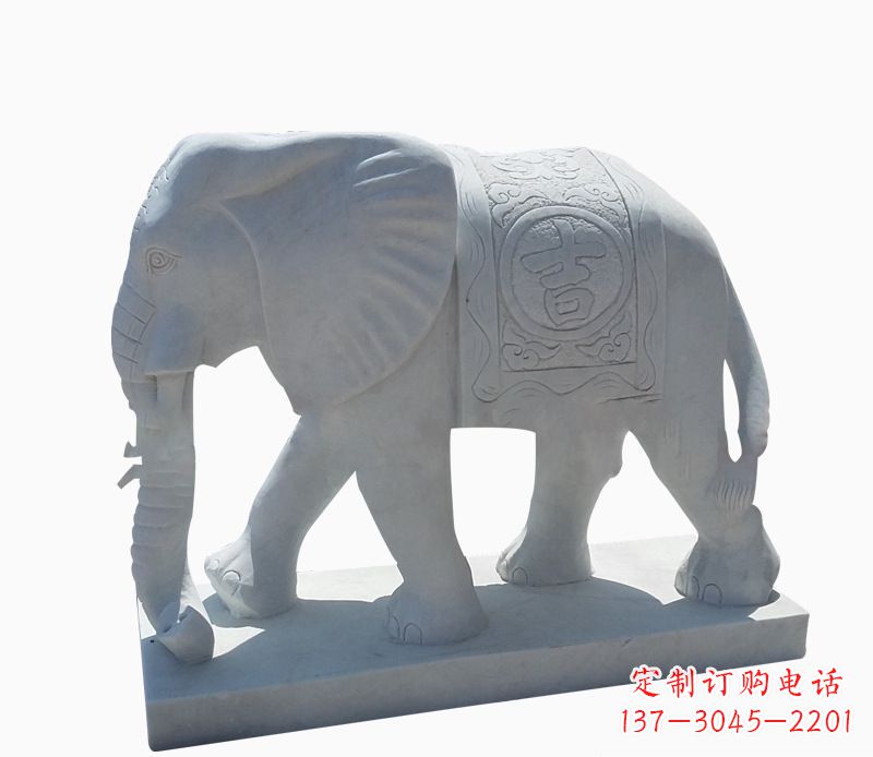 天津桃花开,当铺金,汉白玉大象雕塑,吉祥引财