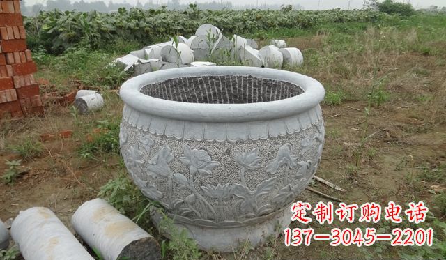 天津荷花花盆公园景观石雕