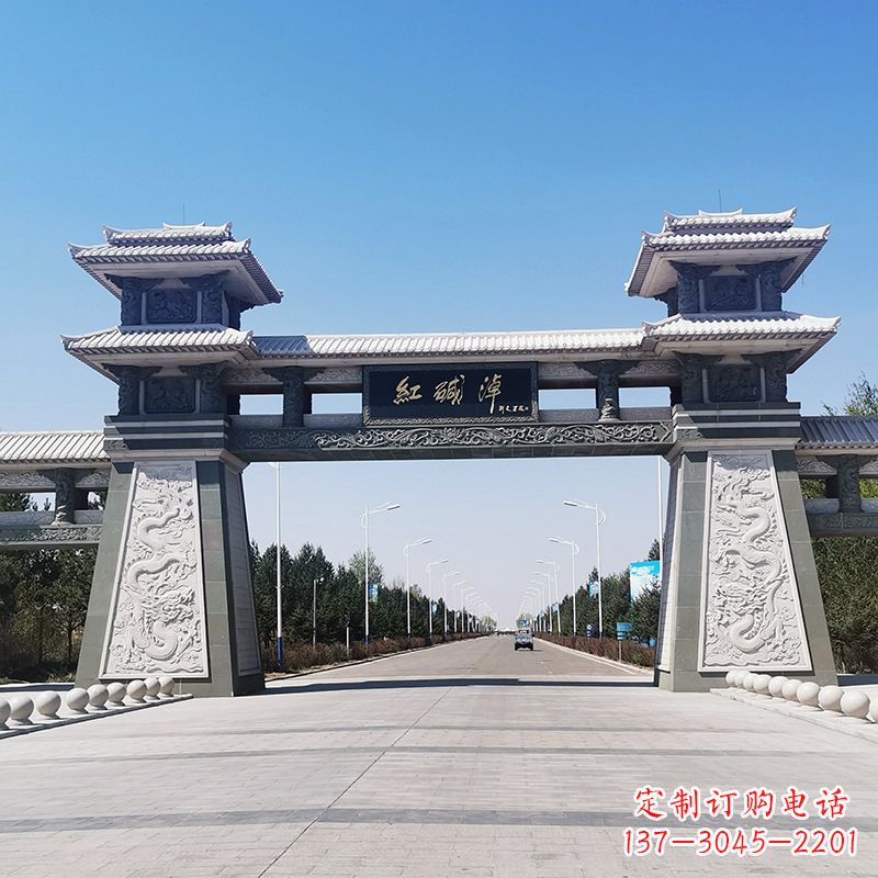 天津红碱淖景区石雕汉阙大门