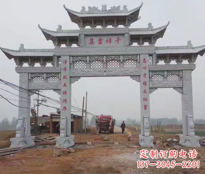 天津景区三门石雕牌楼 (6)