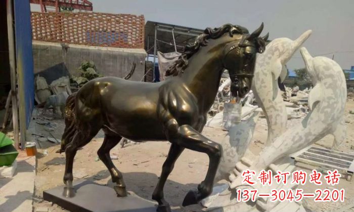 天津马玻璃钢仿铜动物雕塑