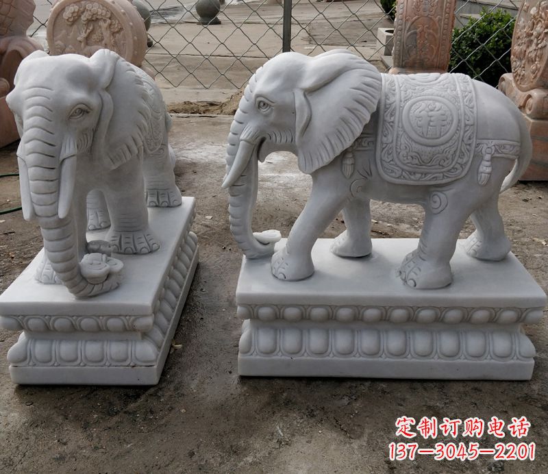 天津石雕大象,营造优雅气派