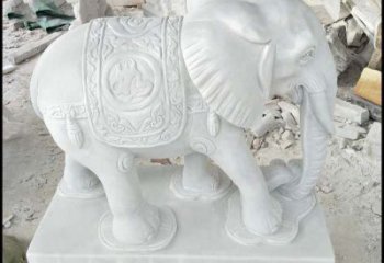 天津汉白玉吉祥如意门口招财镇宅大象石雕，由中…