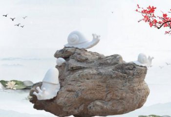 天津高雅而令人惊叹的汉白玉蜗牛雕塑