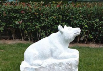 天津唯美可爱的汉白玉小区动物熊雕塑