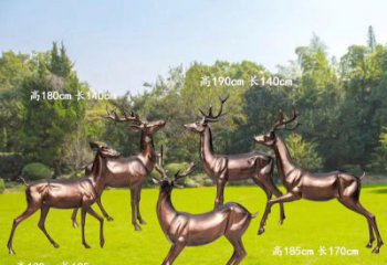 天津红铜鹿精美雕塑，立体栩栩如生