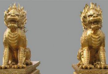 天津精致黄铜麒麟雕塑，带来招财运