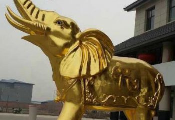 天津黄铜色大象铜雕，历久弥新