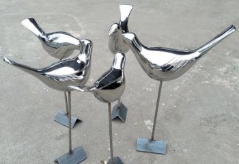 天津全新设计，优雅帅气的不锈钢鸽子草坪雕塑