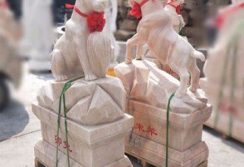 天津卯兔·晚霞红12生肖石雕兔雕塑