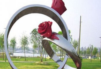 天津玫瑰戒指不锈钢雕塑