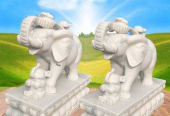 天津中领雕塑，独特精美的大象汉白玉门口石雕