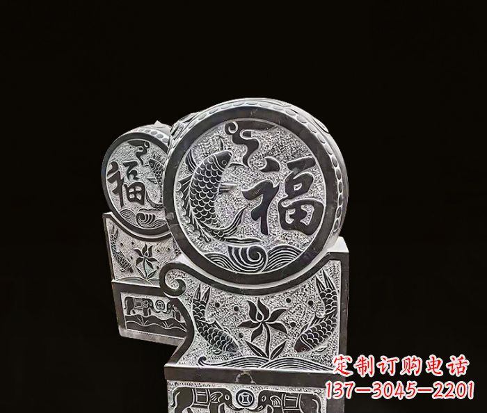 天津年年有余石门墩仿古抱鼓石