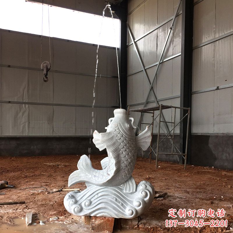 天津汉白玉石鲤鱼雕塑，让你的梦想成真！
