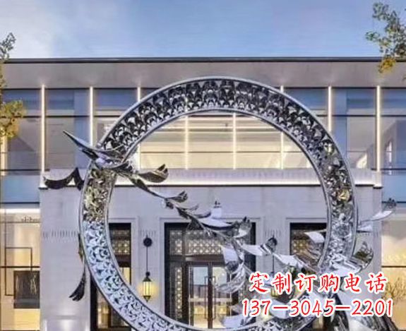 天津企业不锈钢圆环大雁雕塑