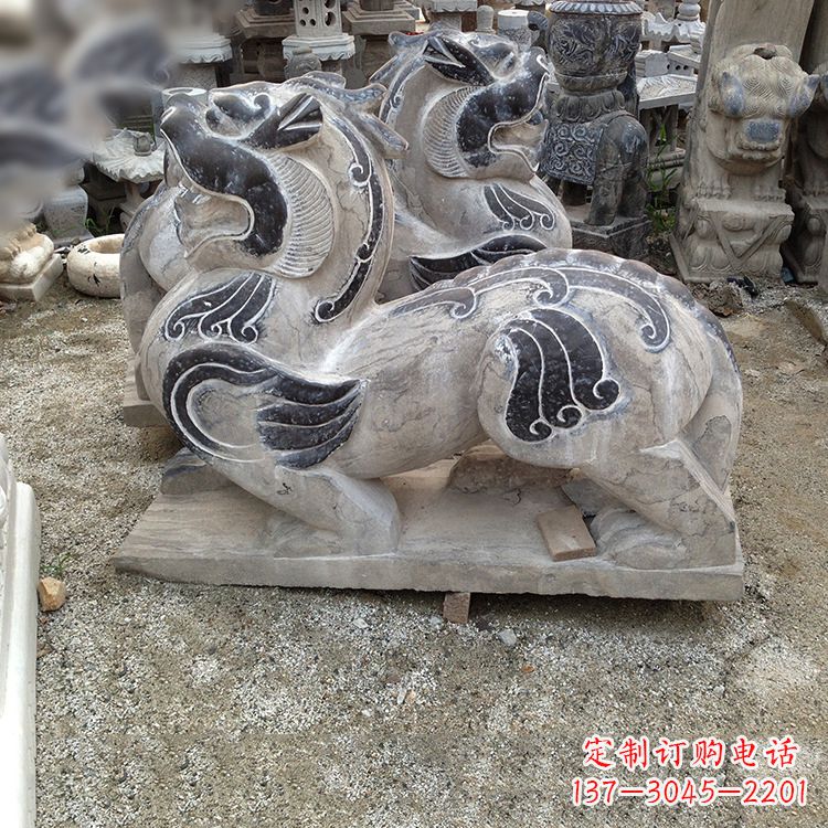 天津青石仿古辟邪貔貅石雕