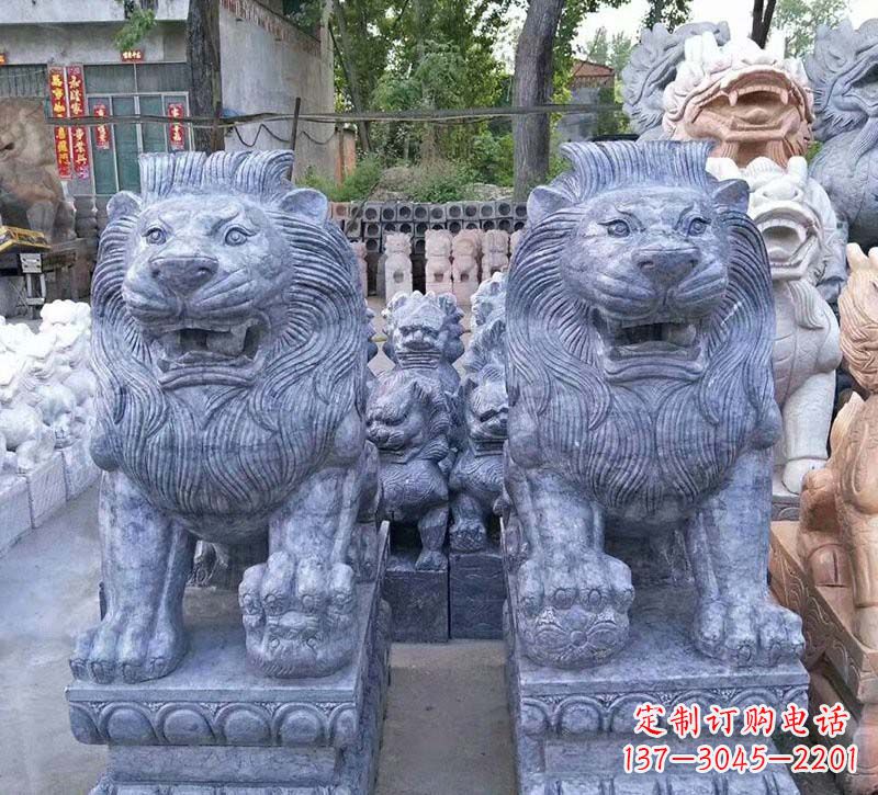 天津青石仿古西洋狮子石雕，典雅大气